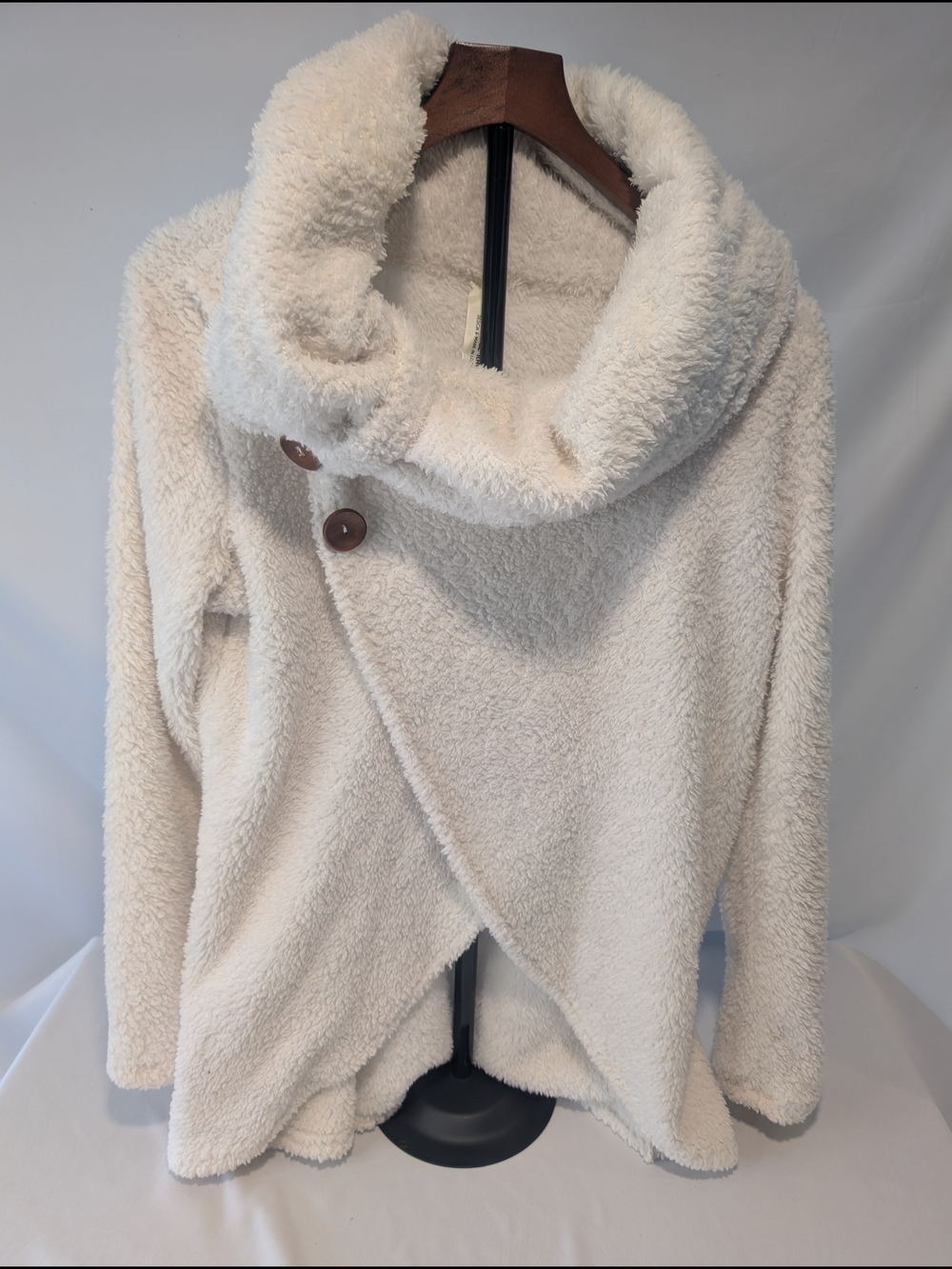 Style Rack Desigb Cream Sherpa Wrap Pullover with Cowl Neck Women's Large